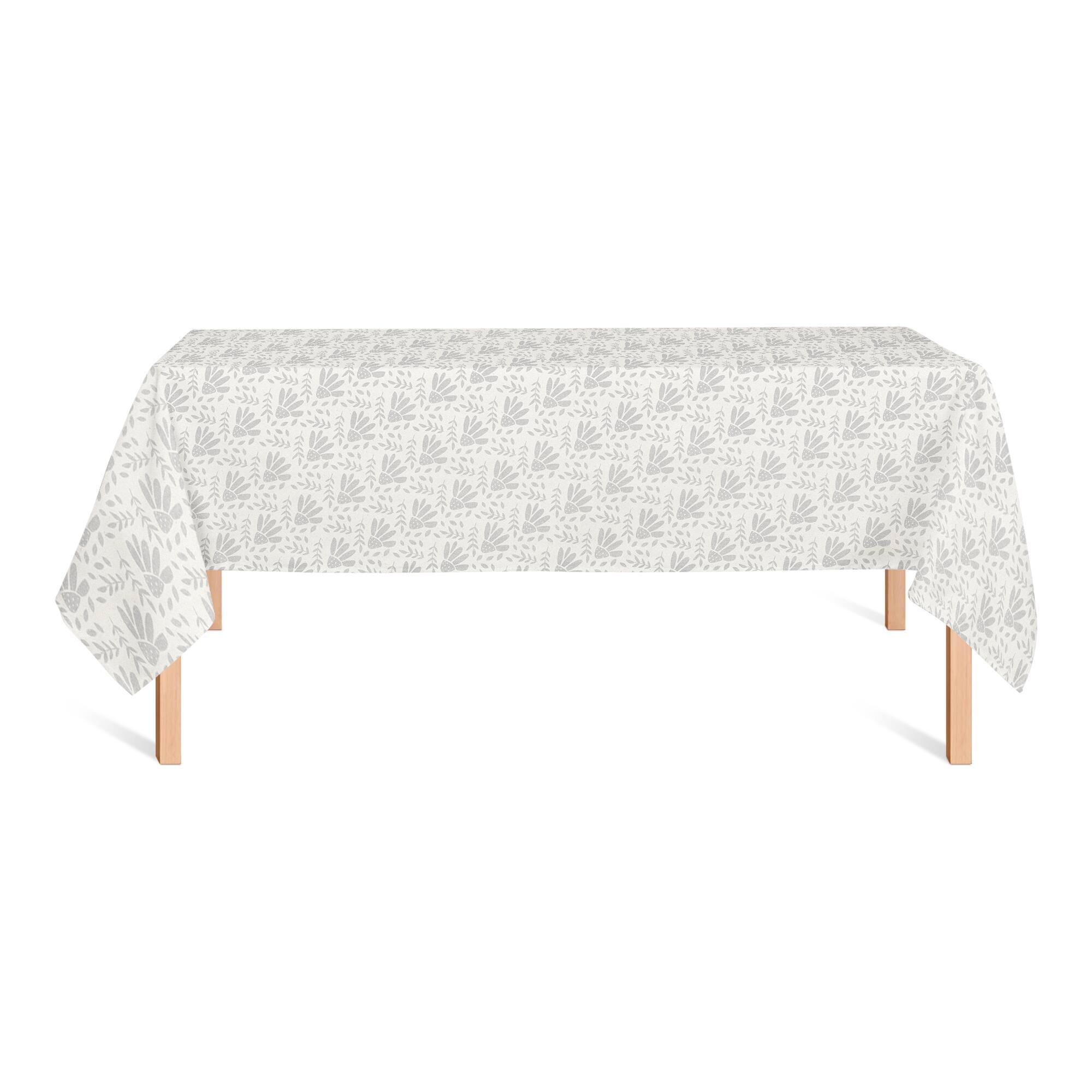 Simple Gray Florals Tablecloth